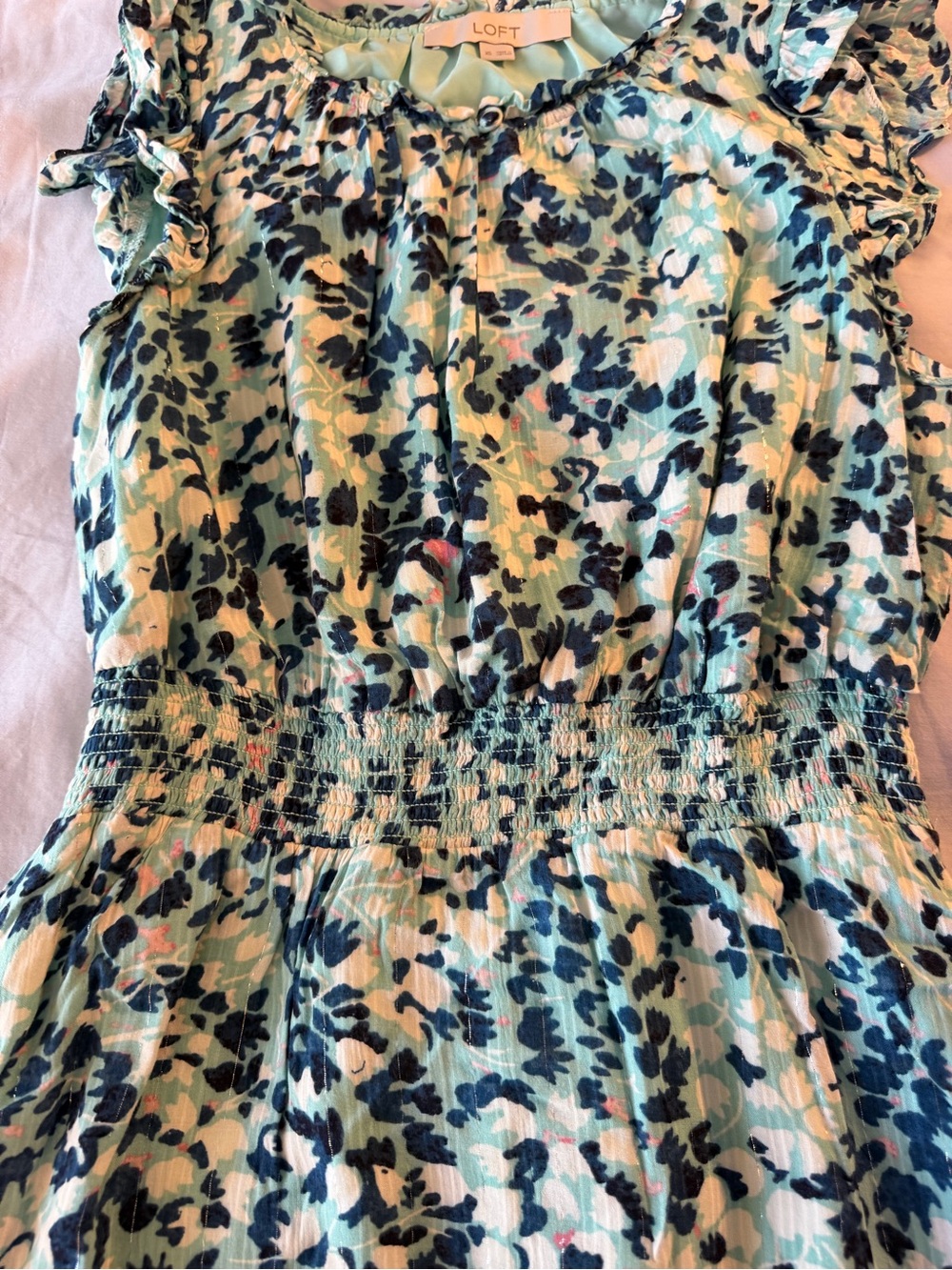 LOFT Mint Green Floral-Accent Top - Picture 3 of 9